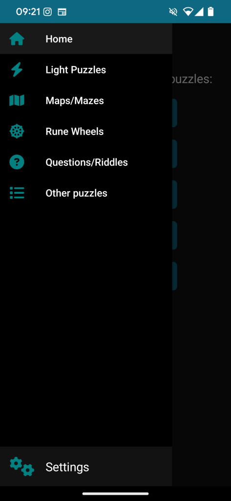 Screenshot of app flyout menu (dark mode)
