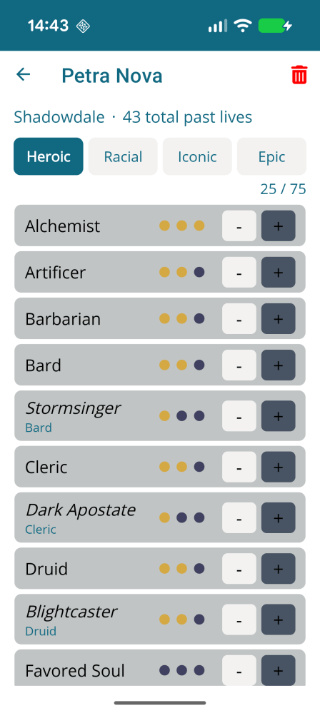 DDO Life Tracker App